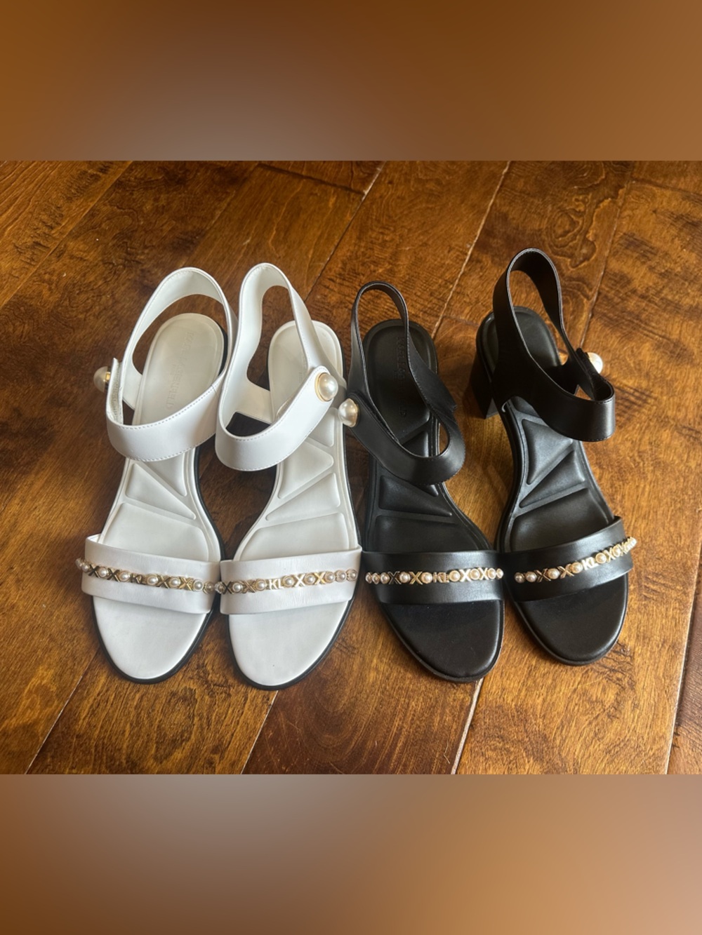 Karl Lagerfeld Paris Hemmy Pearl-Embellished Slingback Sandals bundle of 2